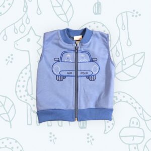 Mellény pamut,kék himzett