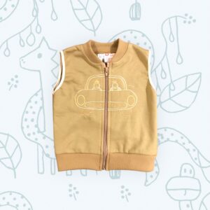 Mellény pamut, barna himzett