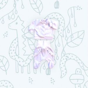 Plüss talpas+kabát fehér, fodros virágos