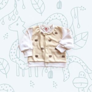 Pamut kocsikabát mintás,polka kockás macifej