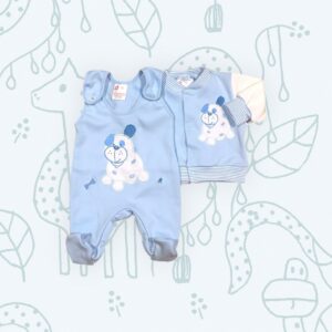 Pamut rugi+kabát, világoskék foltos kutyus