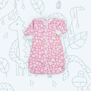 Pamut hálózsák hosszú ujjú mintás,polka pink szivecskék