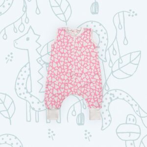 Pamut tipegő hálózsák, polka pink szivek