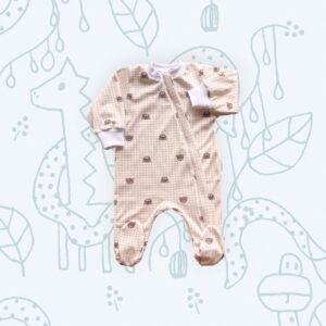 Pamut cipzáras mintás hu. rugdalózó, polka kockás maci