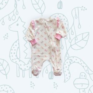 Pamut cipzáras mintás fodros hu. rugdalózó, polka masnis